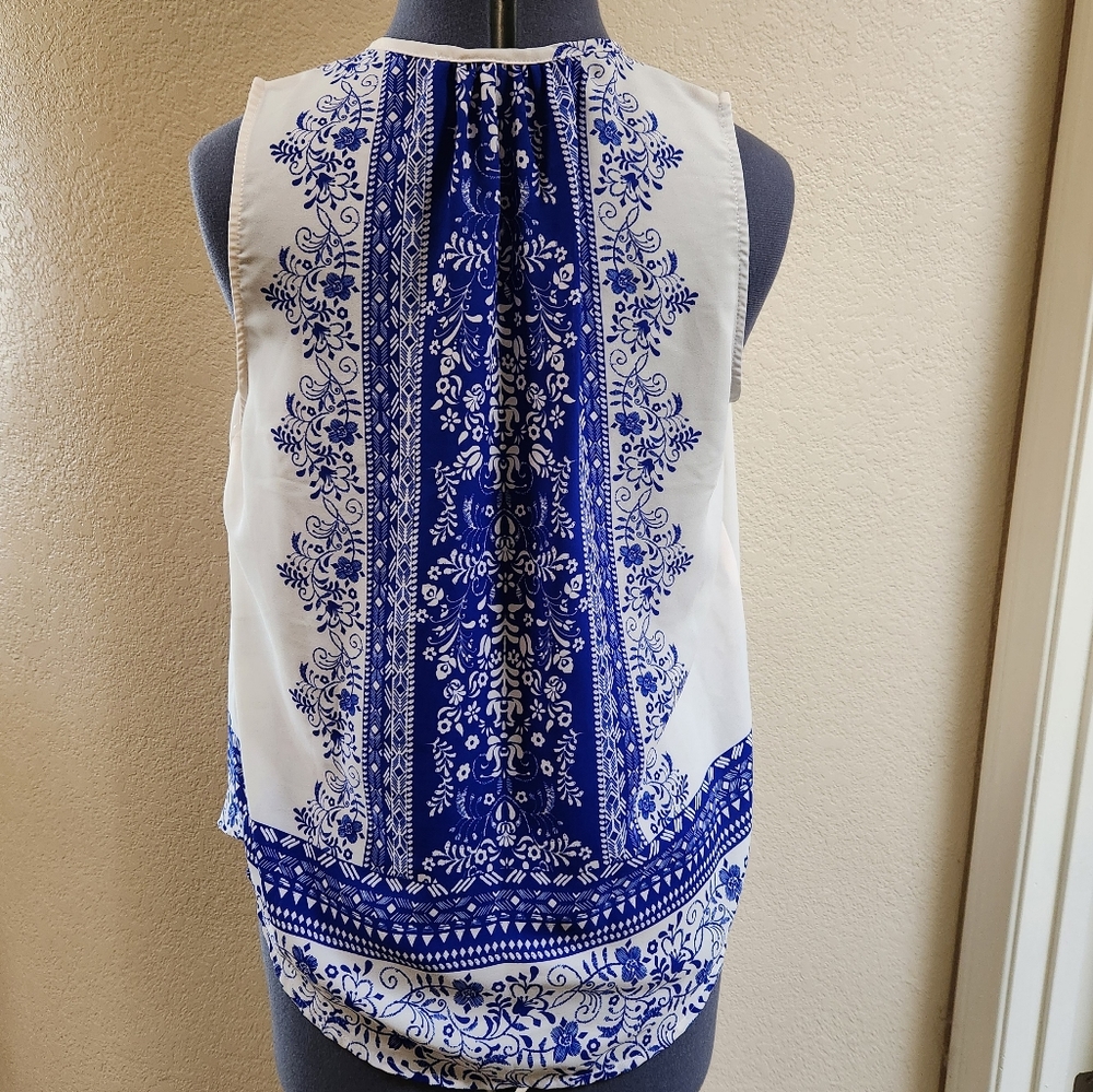 Beautiful blue and cream boho top - Picture 4 of 7